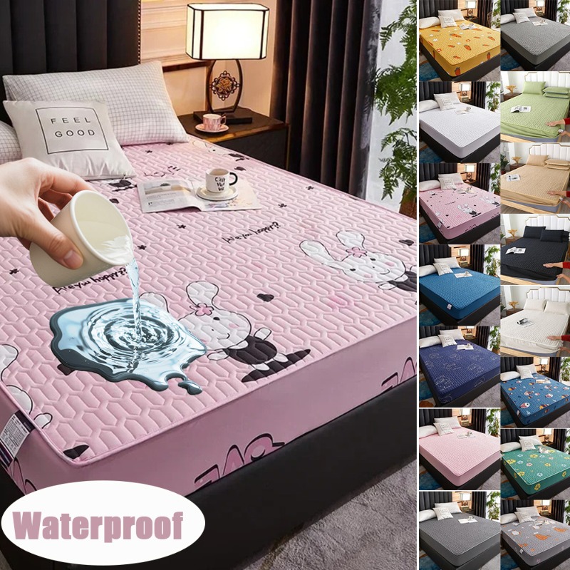 Waterproof Mattress Protector Breathable - ผ้าปูที่นอนกันน้ำแบบเย็บติดกัน–ผ้าคลุมเตียงแบบหนาพร้อมมุมยางยืด ระบายอากาศได้ ป้องกันฝุ่น ซักได้