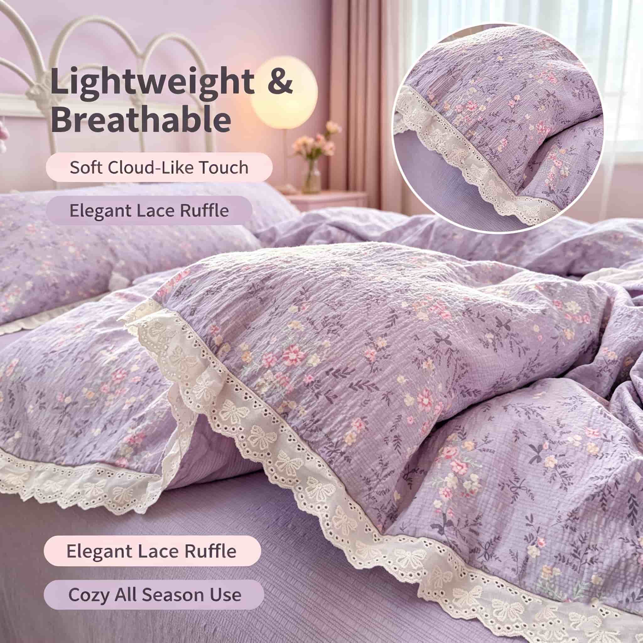 ชุดเครื่องนอนสไตล์คอทเทจคอร์สุ - Aesthetic Floral Duvet Cover บทวิจารณ์และราคา