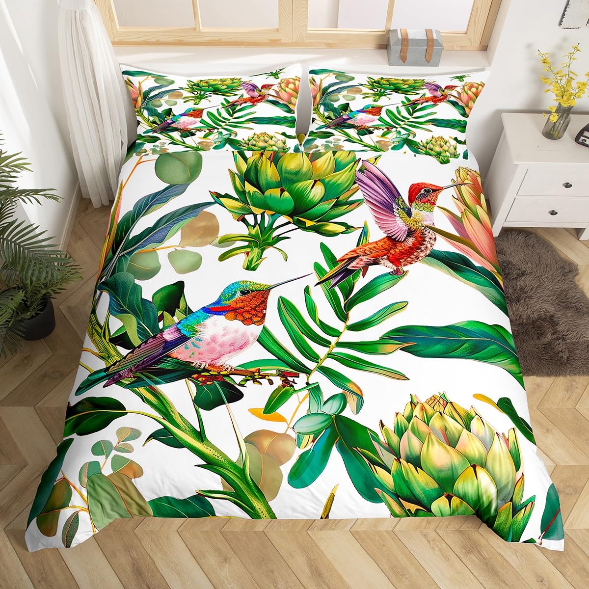 ชุดเครื่องนอนนกฮัมมิงเบิร์ด ลา - Aesthetic Floral Duvet Cover บทวิจารณ์และราคา