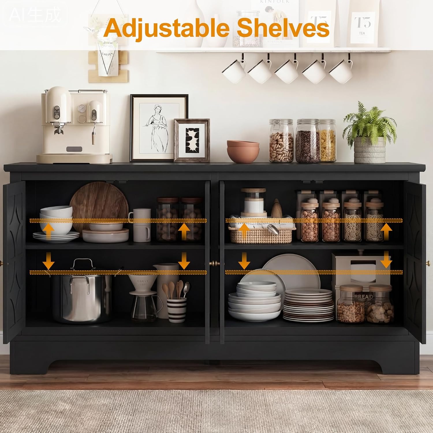 ตู้บุฟเฟต์แบบมีช่องเก็บของ ขนา - Kitchen บทวิจารณ์และราคา