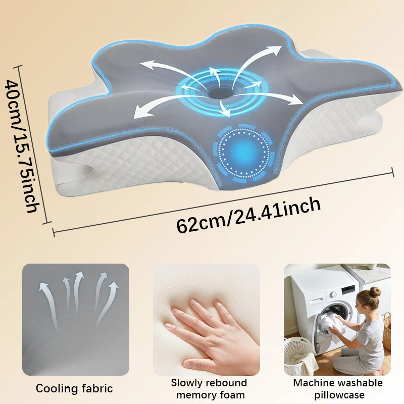 หมอนเมมโมรี่โฟม หมอนรองคอ บรรเ - Memory Foam Orthopedic Pillow Neck Pain บทวิจารณ์และราคา
