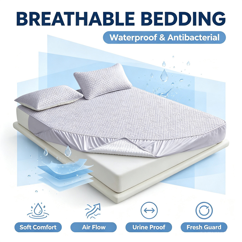 ผ้าคลุมที่นอนกันน้ำแบบมีลายปั๊ - Waterproof Mattress Protector Breathable บทวิจารณ์และราคา