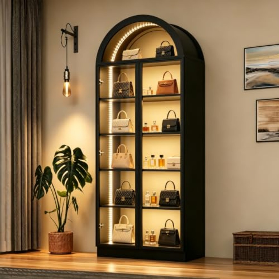 ตู้โชว์ทรงโค้งสำหรับห้องนั่งเล - Lighting บทวิจารณ์และราคา