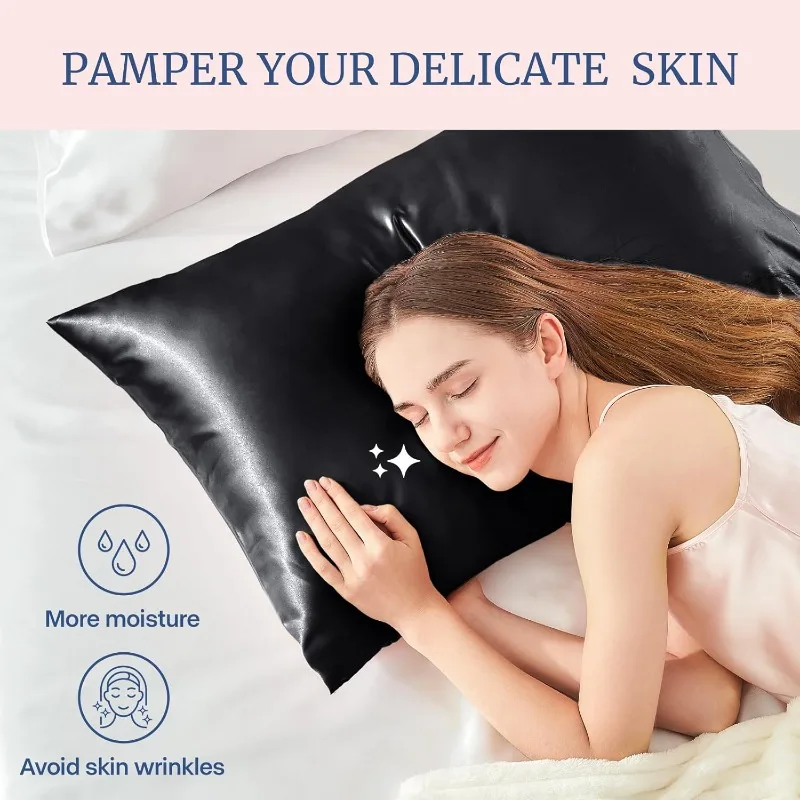 ปลอกหมอนผ้าซาตินหลากหลายขนาด ส - Satin Silk Pillowcase Hair Skin บทวิจารณ์และราคา